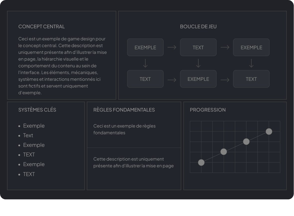 Exemple de tableau de game design
